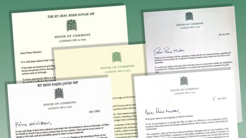 „Die aktuelle Situation ist unhaltbar“: Was Abgeordnete Boris Johnson in Rücktrittsschreiben mitteilten